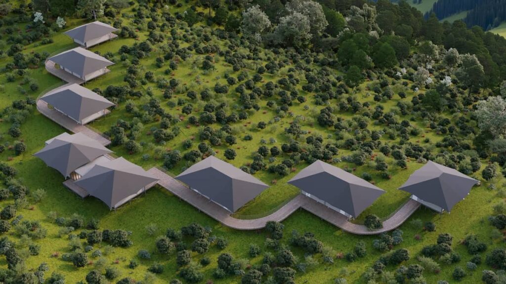 Laos windfarm with modular hybrid tents